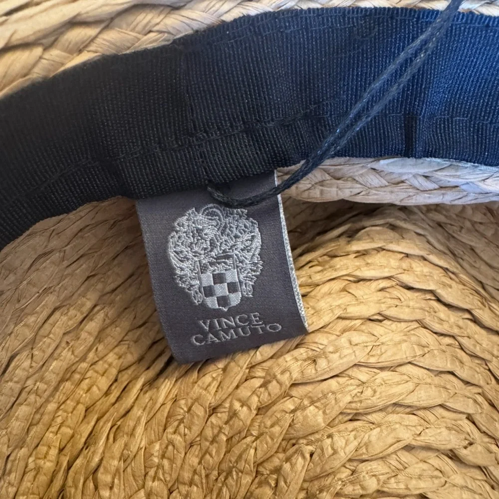 Vince Camuto Straw Sun Hat with Black and White Accents - Picture 3 of 8